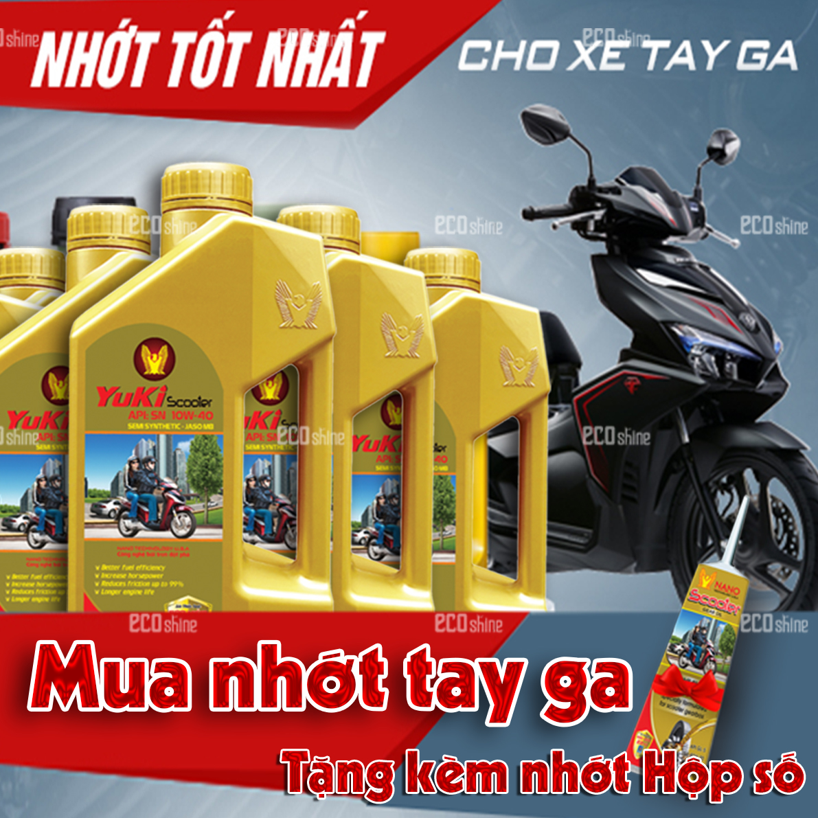 [TẶNG 60K] Nhớt Xe Tay Ga YuKi.Scooter SN 10W40. 2TẶNG1LÁP Công Nghệ Bôi Trơn Kép Giúp Xe Vận Hành Nhẹ Hơn, Êm Hơn, Mượt Hơn Giúp Tiết Kiệm Nhiên Liệu