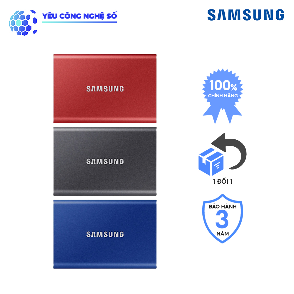 Ổ cứng di động SSD Samsung T7 Portable NVMe PCIe USB 3.2 Gen 2 NAND 3D tốc độ đến 1.050Mb/s loại 500GB-2TB chính hãng