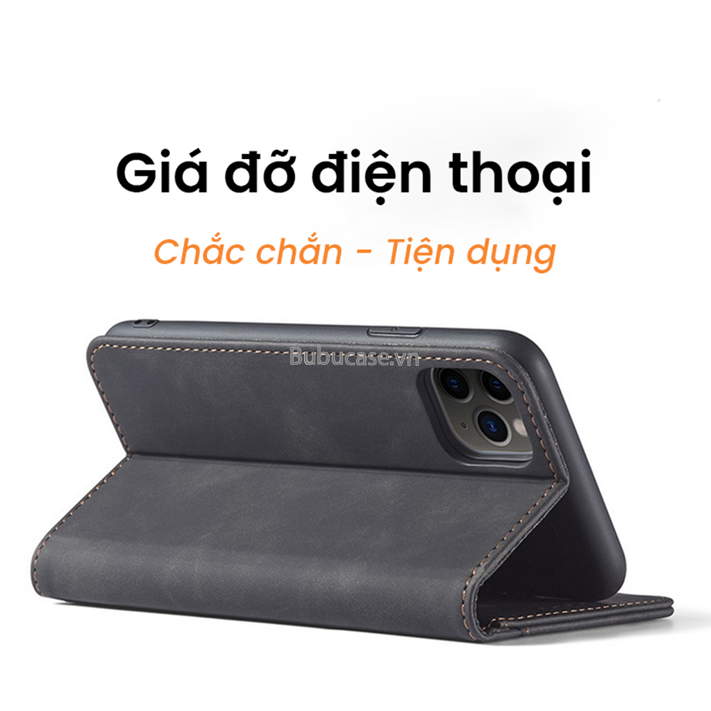 Bao Da Cho Iphone - Sọc Đứng, Không Gài, Có Khe Cắm Thẻ
