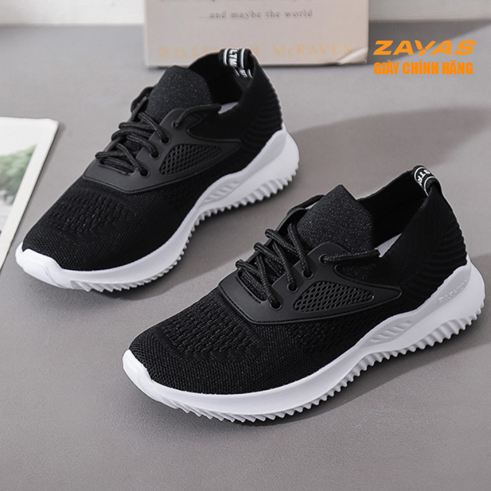 Hình ảnh Giày thể thao sneaker nữ màu đen đế êm nhẹ thoáng khí thương hiệu ZAVAS - S392 - Hàng chính hãng