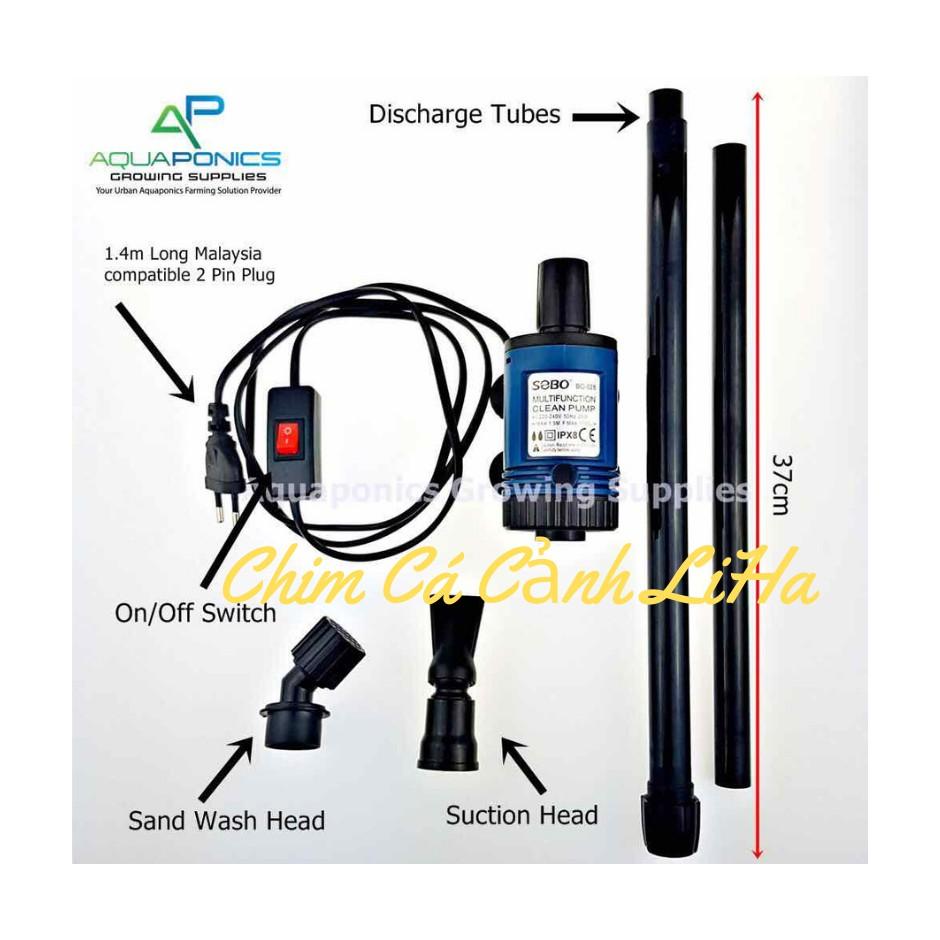 Máy Hút Vệ Sinh Hồ Cá Điện Siêu Sạch Tích Hợp Đầu Bơm Sobo BO-028