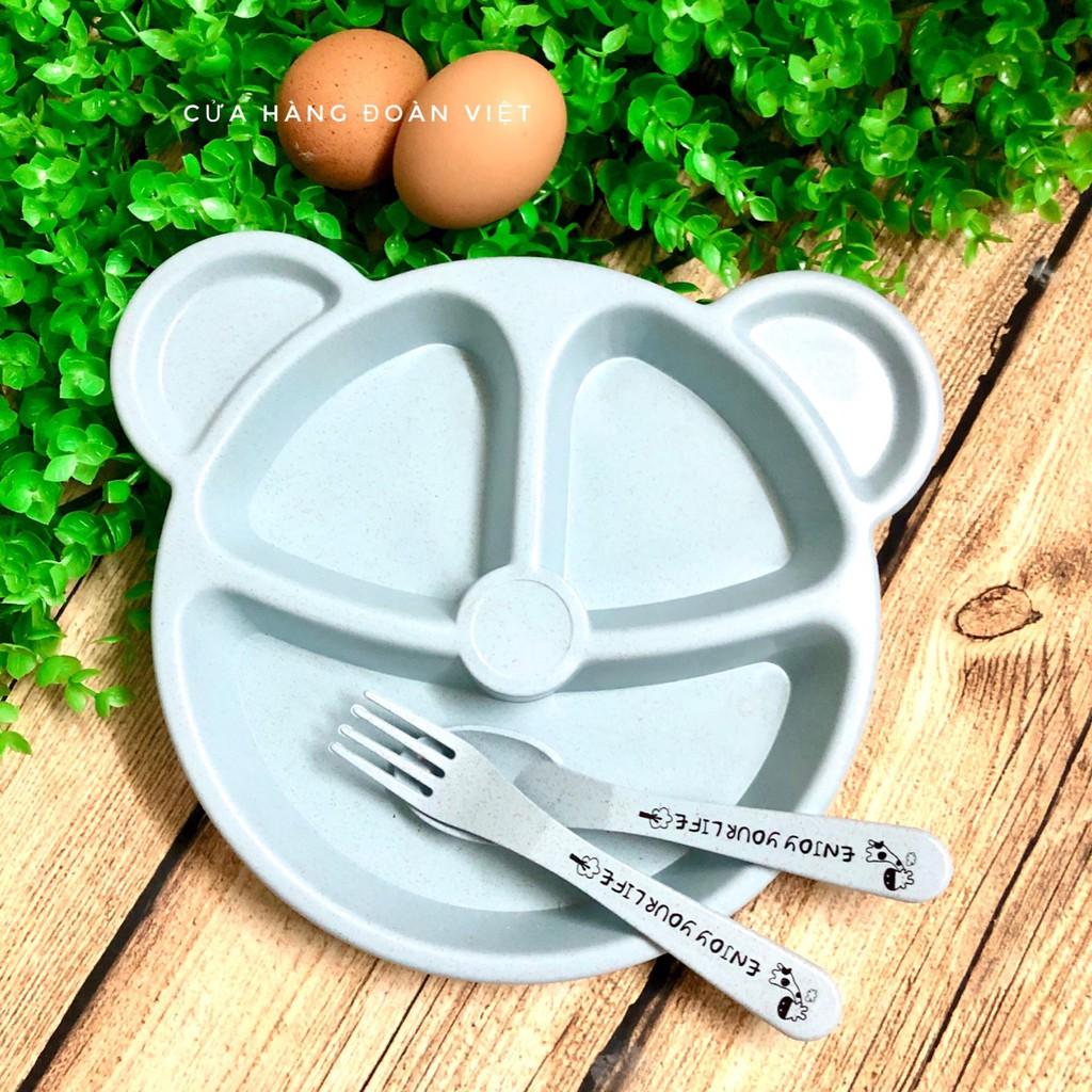 Bộ Khay Ăn Dặm Cho Bé - Nhựa Lúa Mạch Cao Cấp