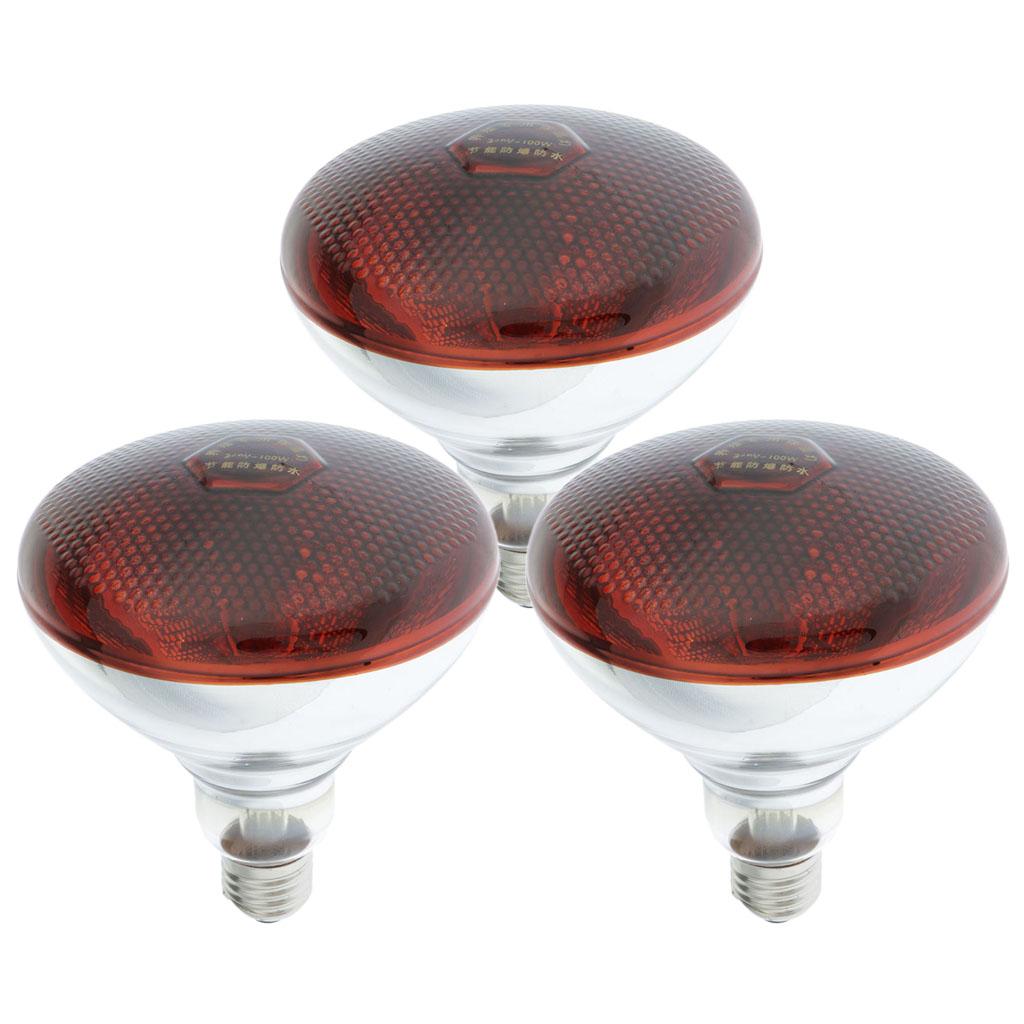 3pcs Reptile Light Bulb 100W Infrared Basking Spot Lamp for Reptiles Amphibian