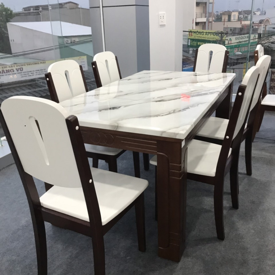 Bộ bàn ăn mặt đá nhập khẩu cao cấp TD-MD020 1M4-1M6 6 ghế | Tiki.vn