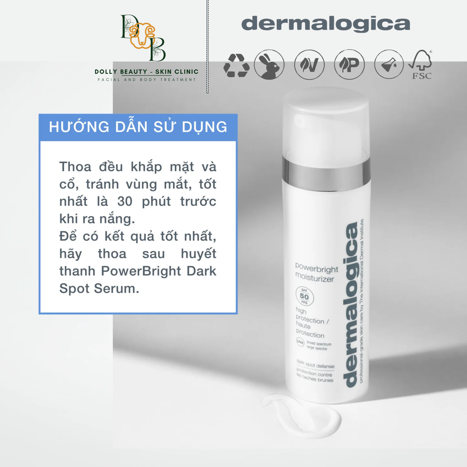 Kem chống nắng dành cho da nám POWERBRIGHT MOISTURIZER SPF50 của Dermalogica - Dolly Beauty