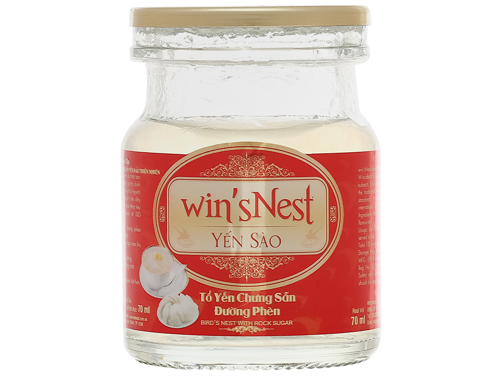 Thùng 72 lọ Yến sào win'sNest tổ yến chưng sẵn đường lọ 20% (70ml)