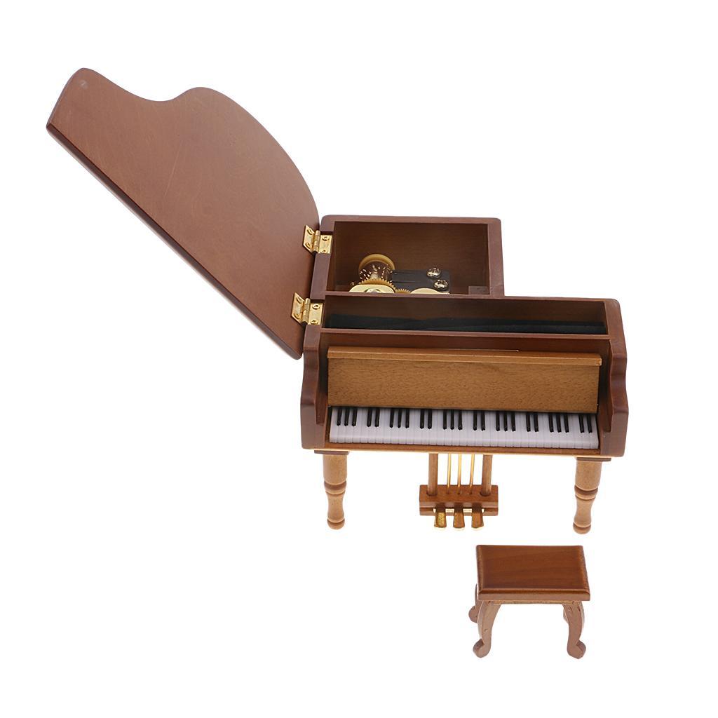 Retro Wooden Music Box - 5 Music for Choice - Musical Box Piano Style Melody for Birthday Gift