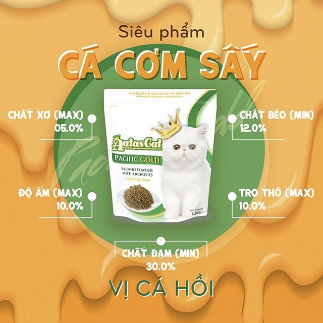 Thức Ăn Cho Mèo Aatas Cat Bao 1,2kg Vị Cá Hồi, Vị Cá Ngừ, Vị Gà Topping Thêm Cá Cơm Sấy Khô (Lông Mượt, Giảm Búi Lông