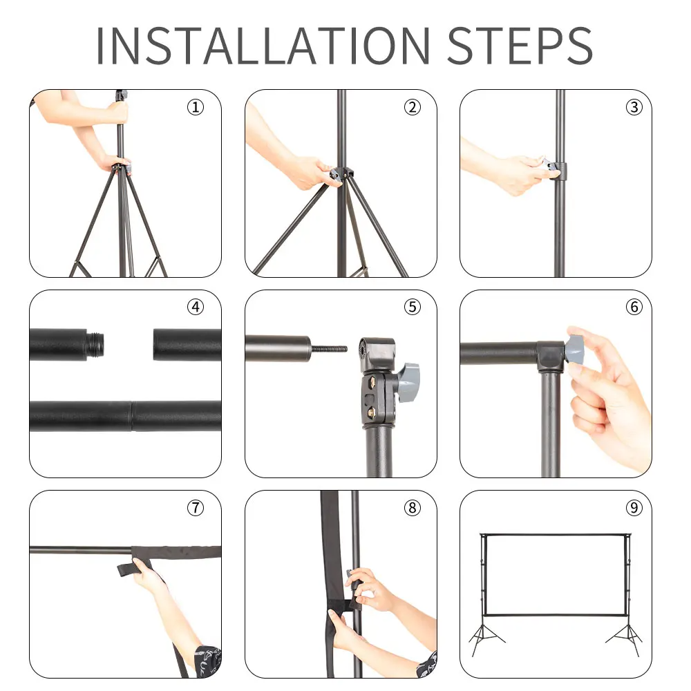 Màn Chiếu Khung Di Động 2 Chân Tripod Apollo 100-120 Inch, Tỷ Lệ 16:9 - Gấp Gọn, Trình chiếu ngoài trời - Hàng nhập khẩu