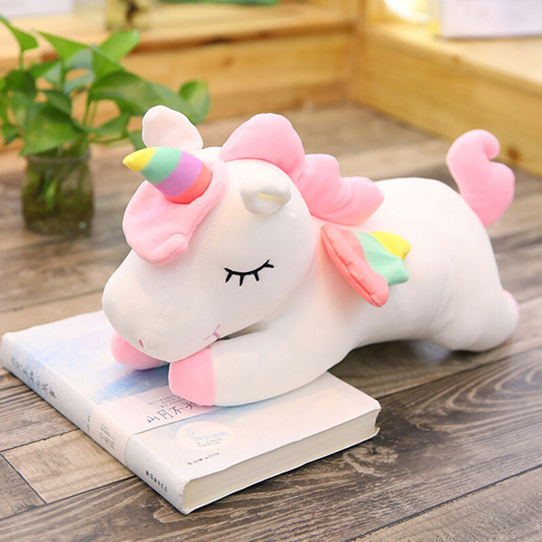 Gấu bông ngựa một sừng unicorn nằm (60 cm) gb45 (Màu Trắng)