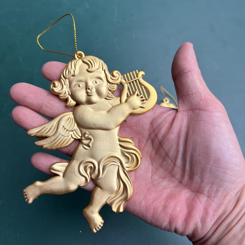 Thiên thần có cánh bằng nhựa treo cây thông Noel trang trí vòng nguyệt quế Giáng sinh
