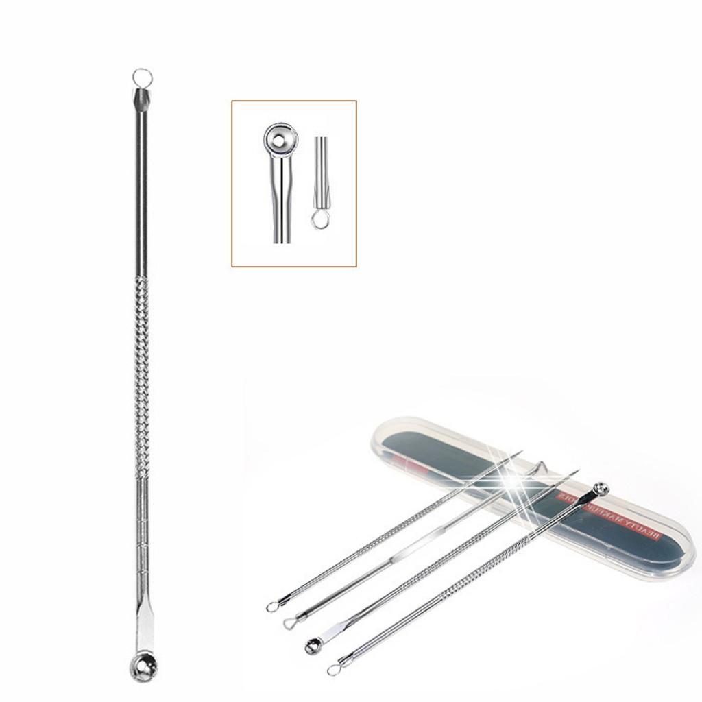 Dụng Cụ Lấy Mụn / Bộ 4 Cây Lấy Mụn 8 Đầu Kèm Hộp Tiện Lợi