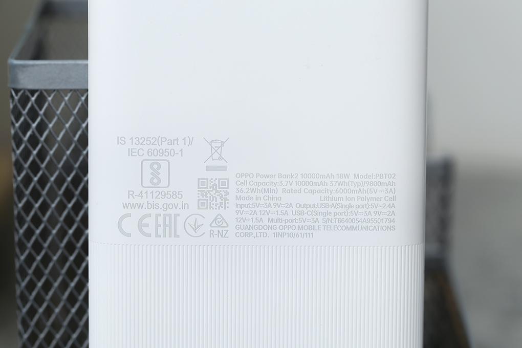 Pin sạc dự phòng Polymer 10.000 mAh Type C PD QC3.0 OPPO PBT02 - Hàng chính hãng