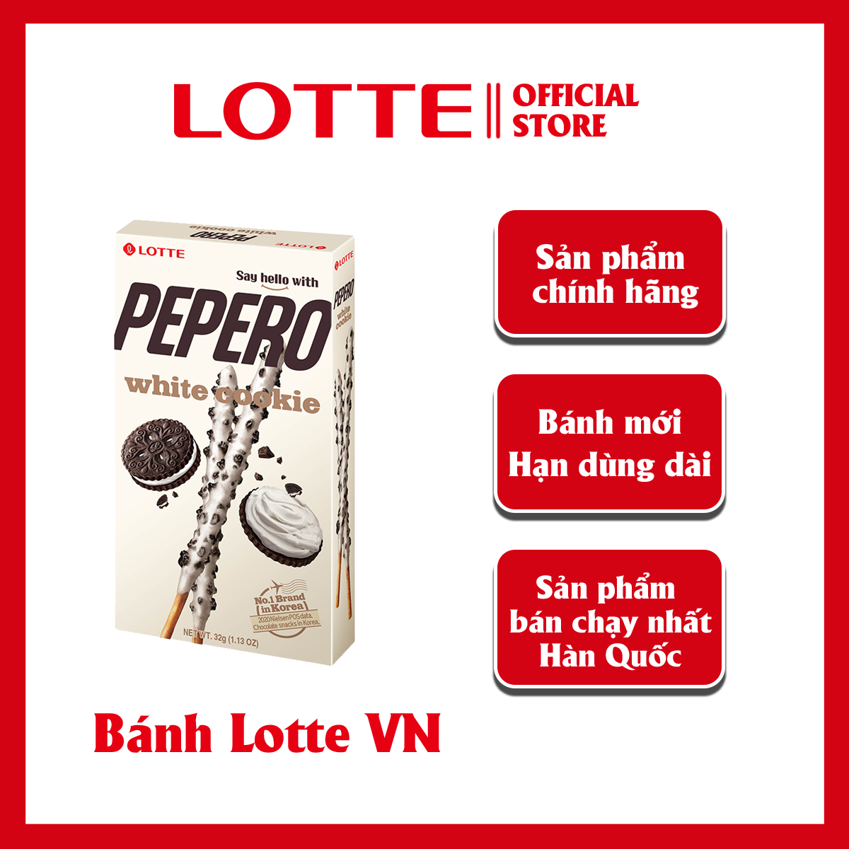 Bánh Que Lotte Pepero vị Sô cô la trắng White Cookie