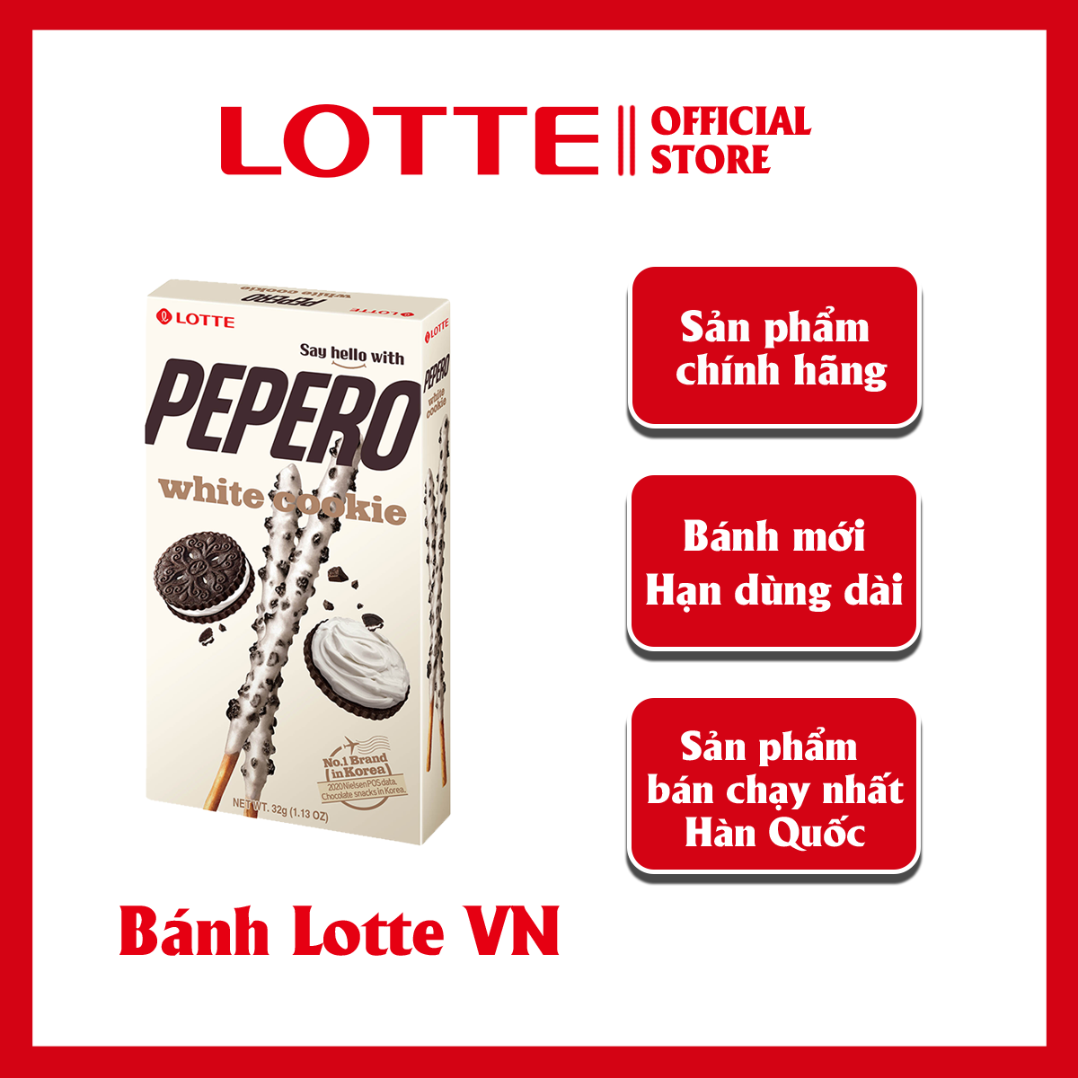 Bánh Que Lotte Pepero vị Sô cô la trắng  White Cookie