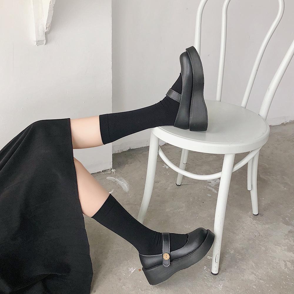 Giày da mũi tròn phong cách nhật bản dành cho nữ