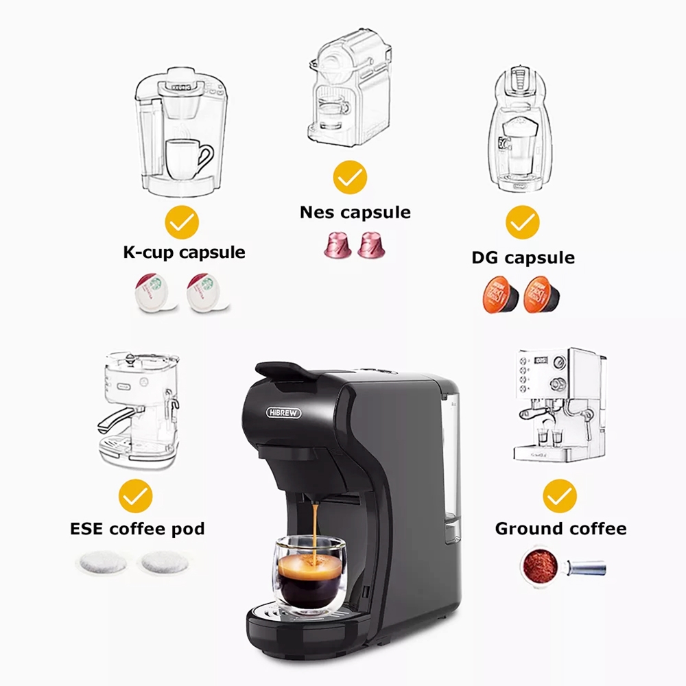 Máy pha cà phê Espresso 4 trong 1 HiBREW H1A công suất 1450W pha nóng / lạnh tùy thích với 2 tùy chọn kích thước cốc - Hàng nhập khẩu