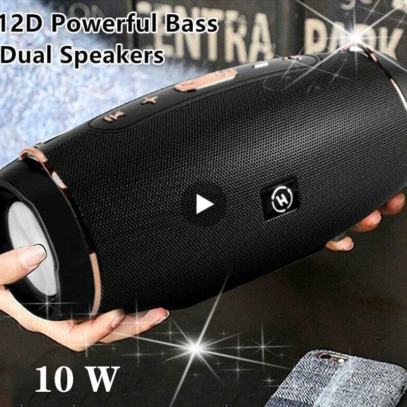 Loa Di Động Bluetooth Loa Siêu Trầm Mạnh Mẽ Đài FM Không Dây Caixa De Som Loa Bluetooth Âm Nhạc Hộp Âm Thanh Bass Công Suất Cao Color: Gold