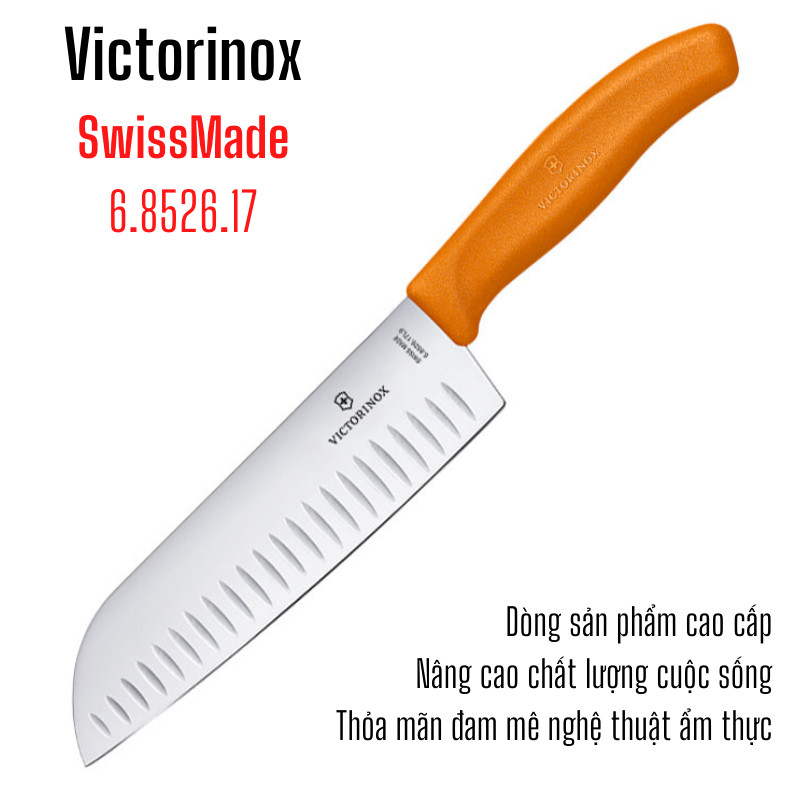 Dao Bếp Victorinox Santoku 17cm Cạnh Sáo Cán Nhựa Nhiều Màu - Thụy Sỹ (Hàng Chính Hãng)