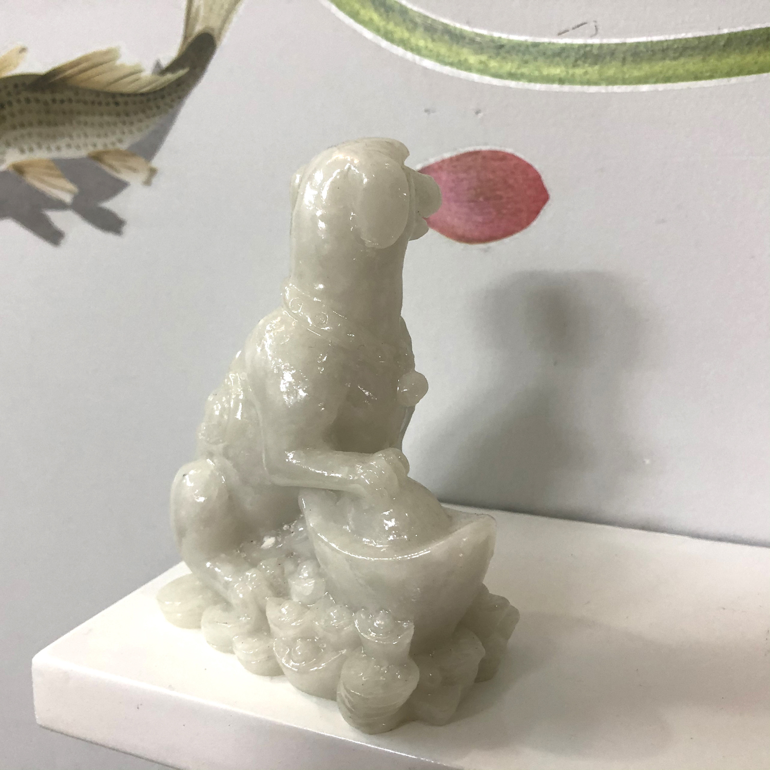 Tượng đá Phong thủy tượng đá con Chó ôm thỏi vàng tài lộc - Đá non nước
