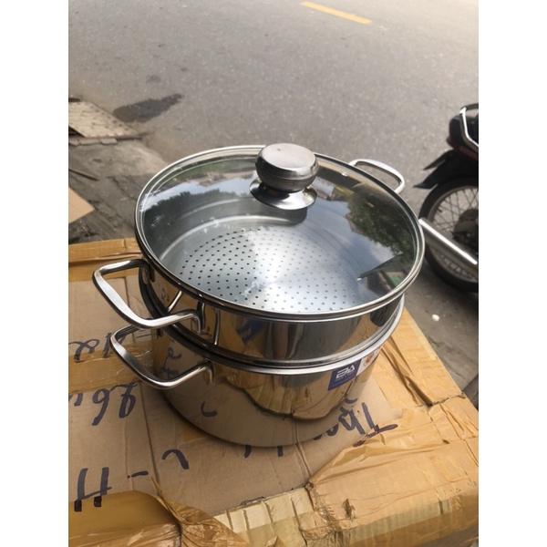 nồi hấp 2 tầng chất liệu inox dùng bếp từ size 28cm giá hấp rời lỗ hấp nhỏ tiện lợi