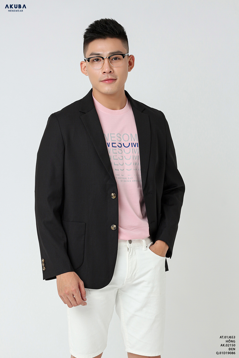 Áo khoác Blazer nam trơn sang trọng AKUBA form regular, mặc thoải mái, nhiều màu 02150