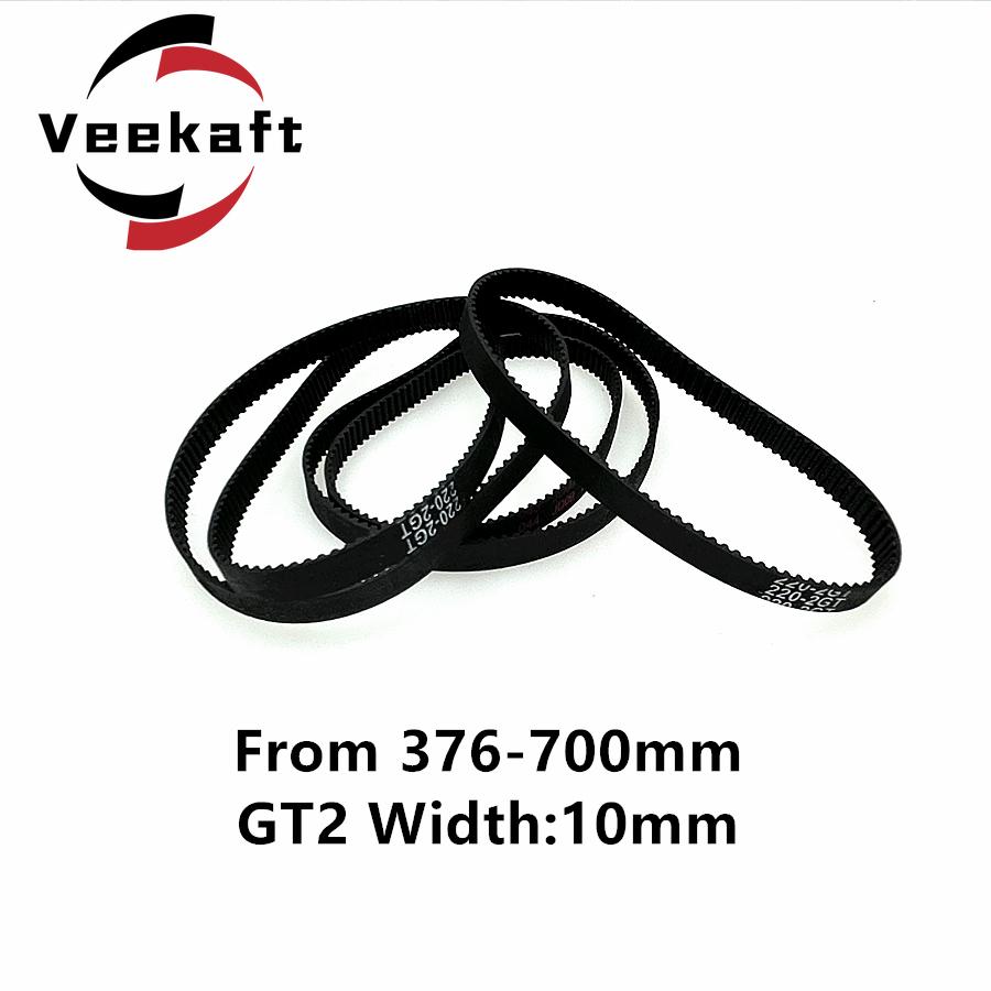 Các bộ phận máy in 3D GT2 10mm Vành đai thời gian cao su vòng đóng 376 380 400 420 436 444 450 500 550 600 610 640 700mm 2GT 1PCS