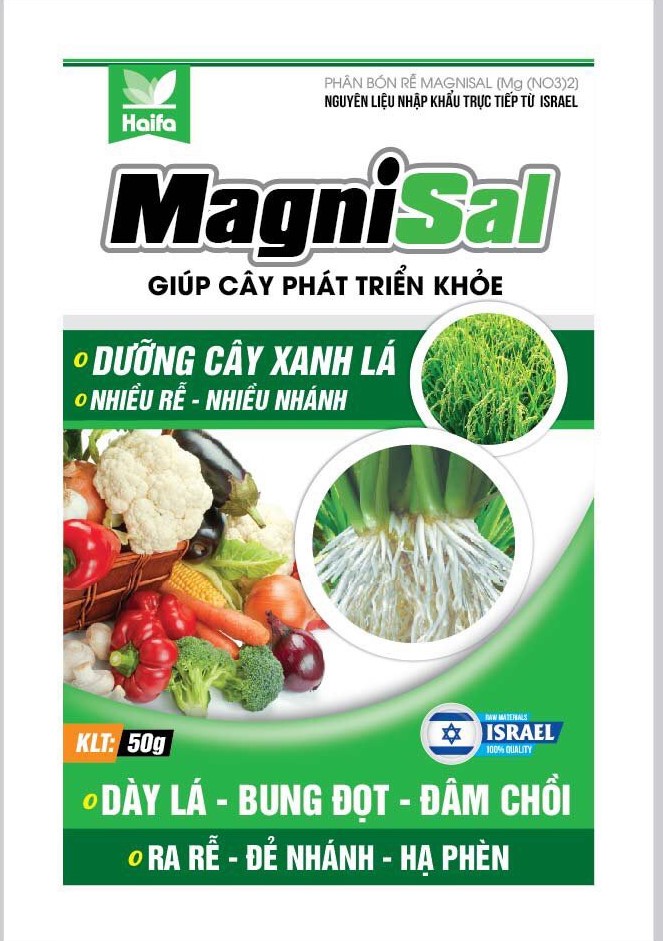 Phân bón Haifa Magie Nitrat (MgNo3) Magnisal Siêu Xanh Tốt, đâm chồi ra rễ cực mạnh, chống hiện tượng xoắn rụng lá
