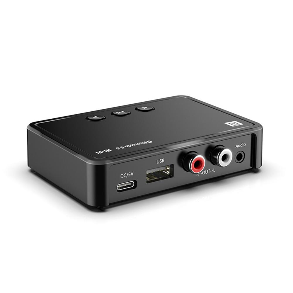 M10 BT5.0 Adapter Multifunctional BT Audio Receiver 15m Transmission Support NFC Connection with USB RCA AUX Ports