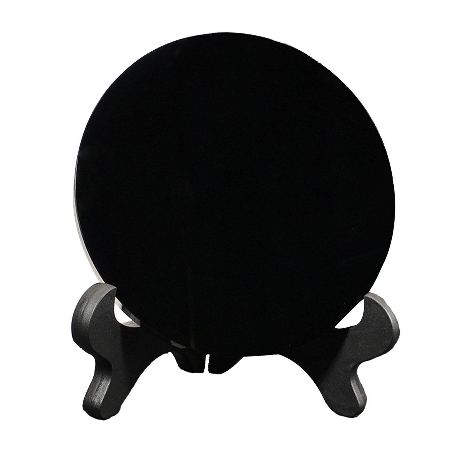 Obsidian Stone Disc Obsidian Pocket Scrying Mirror Crafts Home Desk Decor Augury Meditation Round Plate Flat Disk Circle Disc