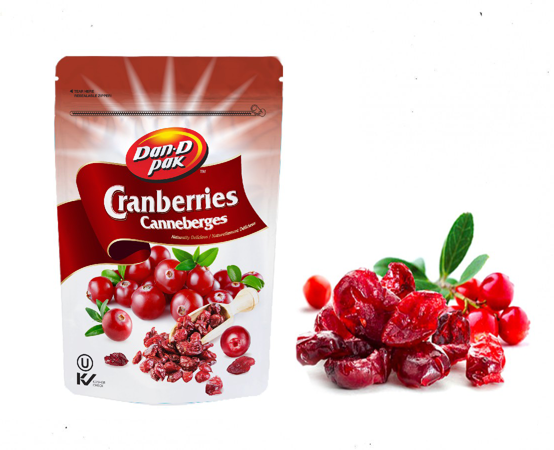 Nam việt quất khô nhập khẩu Canada - dried cranberry Dan.D.Pak 150g,không chất bảo quản,giải độc tố trong cơ thể,làm đẹp da,là liều thuốc hữu hiệu để hạn chế nguy cơ bị ung thư, đột quỵ, nhiễm virus, bệnh tim và bệnh nhiễm trùng men.