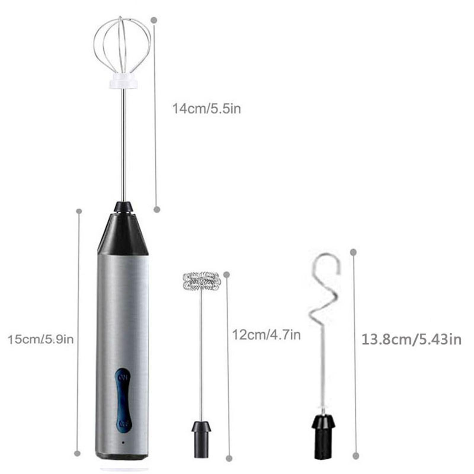 Milk Frother Egg Beater with 3 Stainless Whisks Whisk Coffee for Cappuccino