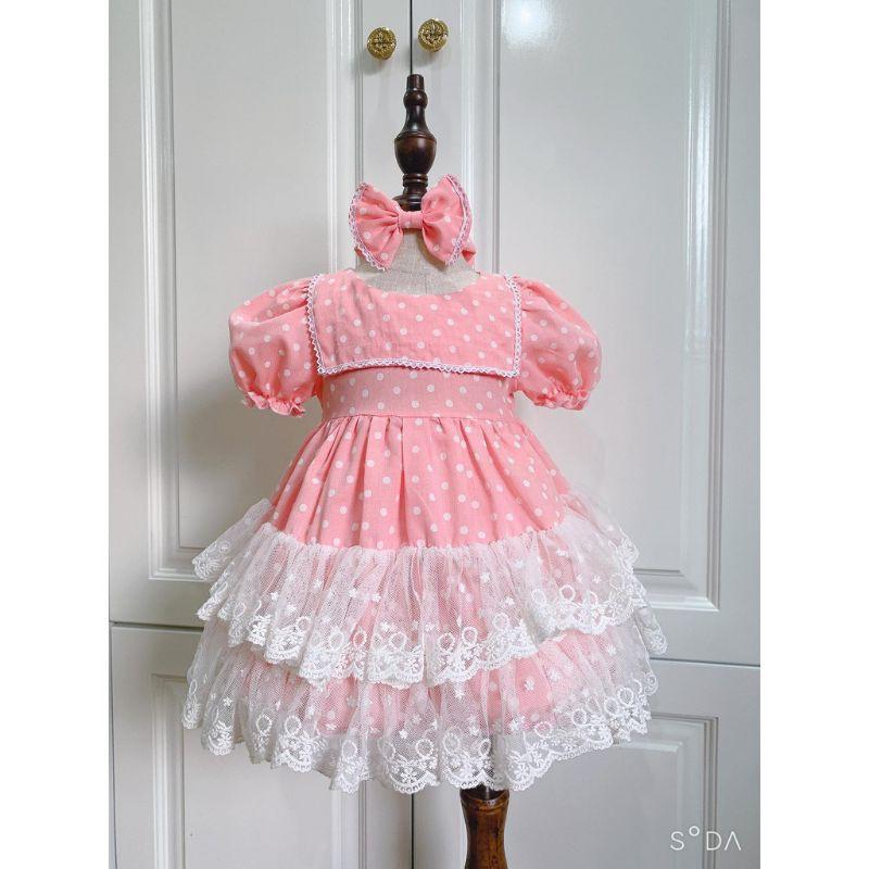 Váy thiết kế bé gái phối ren