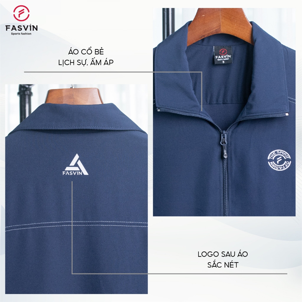 Bộ Quần Áo Gió Nam Thể Thao Fasvin BC25676.HN Chất Vải Gió Chun 02 Lớp Lót Vải Thun Mềm Mại Ấm Áp