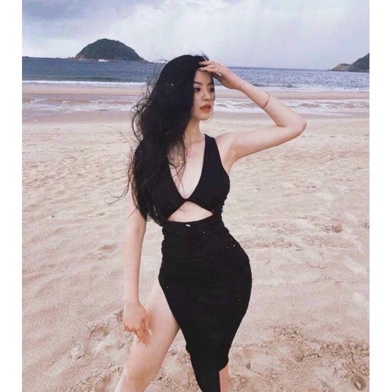 Đầm Body Sát Nách Hở Lưng, Đầm Body Xoắn Hở Ngực