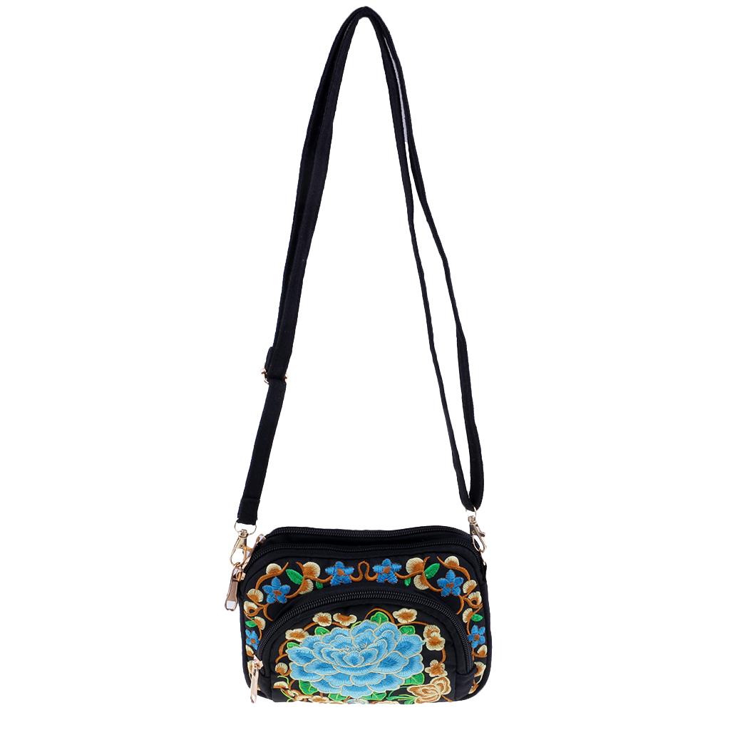 Fashion Ladies Embroidery Canvas Polyester Cotton Crossbody Bag Shoulder Bag Shoulder Bag Travel Bag
