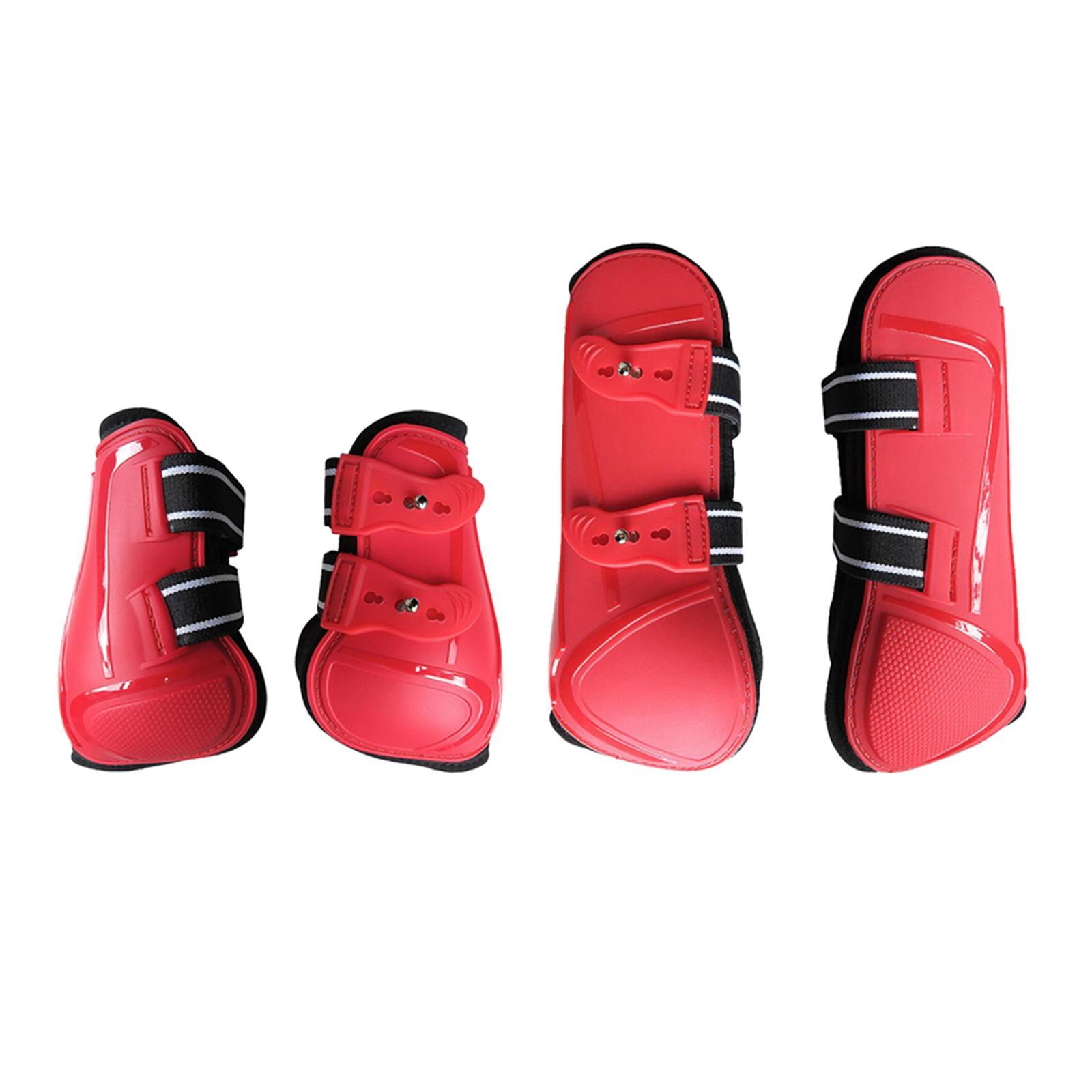 Horse Tendon Boots Set of  Jumping Guards Protection Wrap Red XL