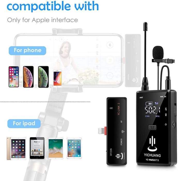 Micro thu âm không dây cài áo iphone YC-WM500A1 hàng chính hãng