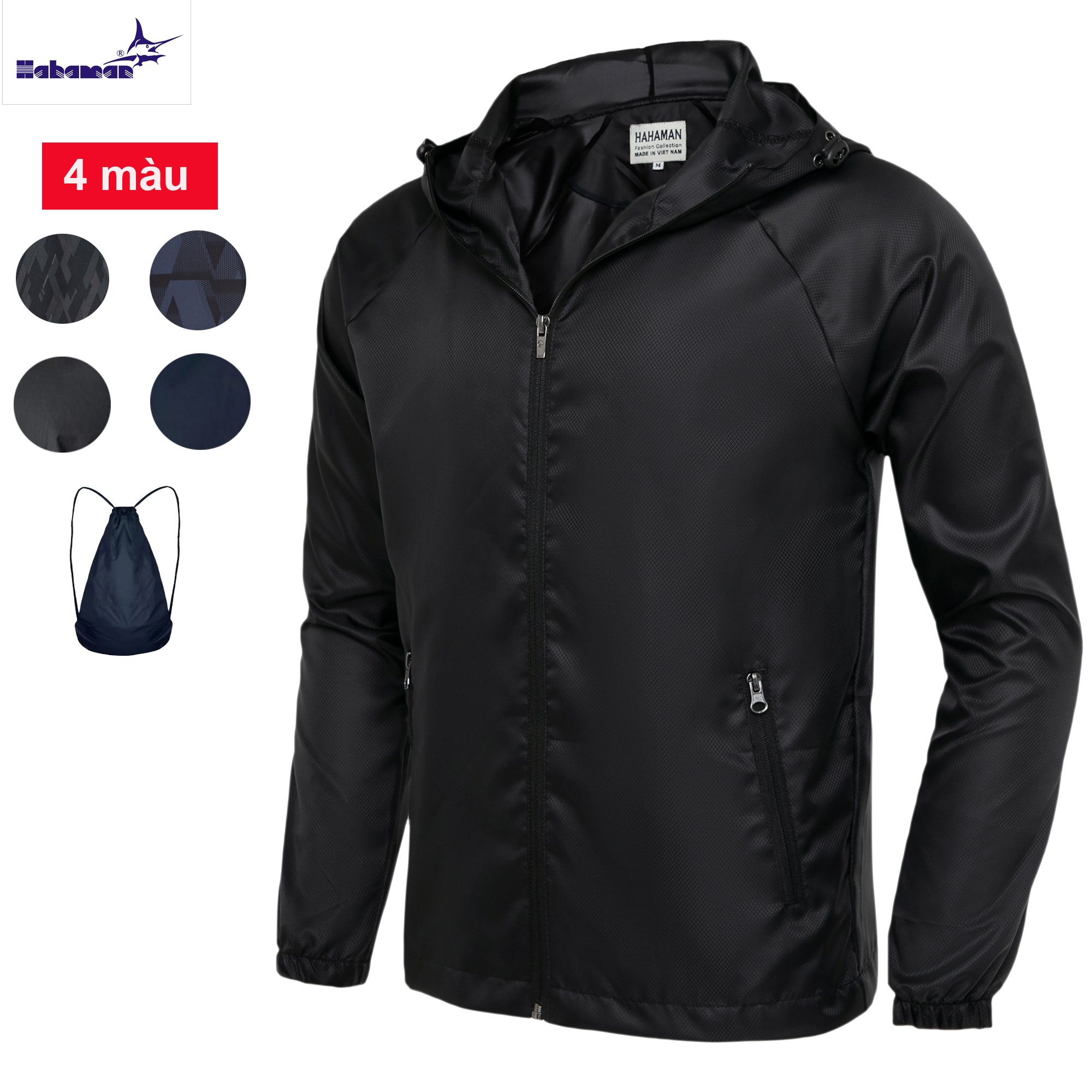 ÁO KHOÁC DÙ NAM HAHAMAN 2 TRONG 1 CHUYỂN ĐỔI THÀNH BALO CHỐNG THẮM SIÊU NHẸ AKD01