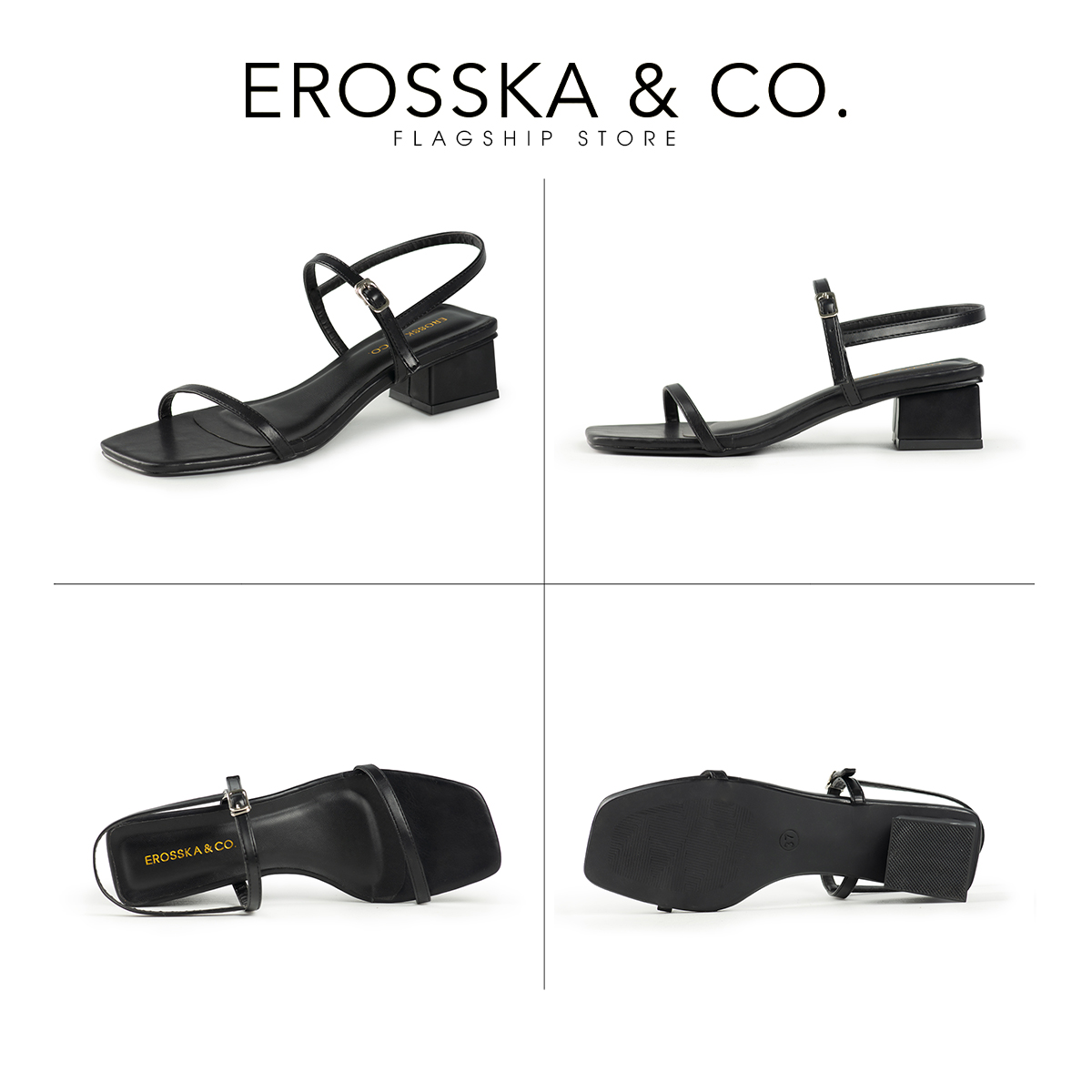 Erosska - Giày sandal cao gót phối dây kiểu dáng Hàn Quốc cao 4cm EM079