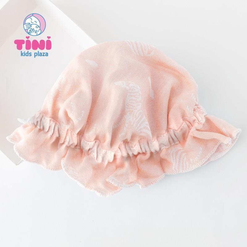 Nón tiểu thư cao cấp cho bé sơ sinh từ 0 - 3 tháng tuổi - Mũ vải cotton nhún bèo cao cấp cho bé gái