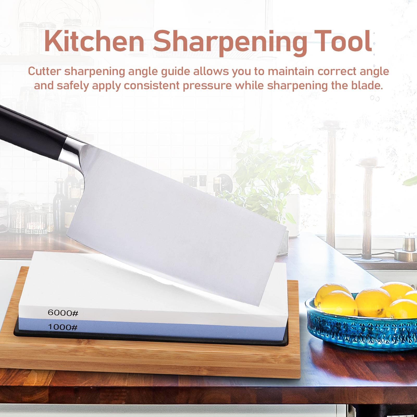 1000#/6000# Premium Whetstone Cut Sharpening Stone Set Sharpener for All Blade Non Slip Base Cutter Sharpener