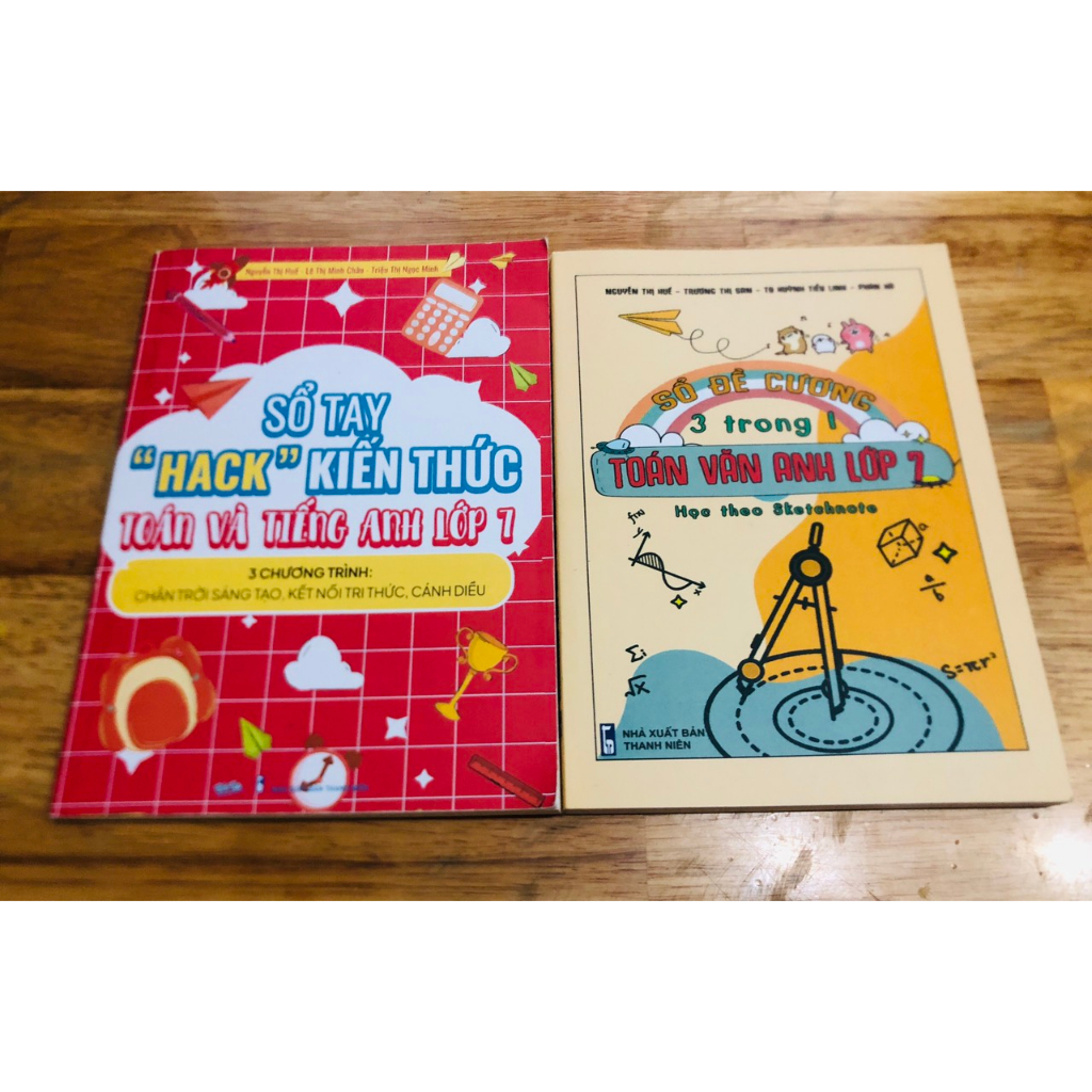Sách - Combo Sổ Tay Hack Kiến Thức Toán Anh 7 & Đề Cương Toán Văn Anh 7 SKETCHNOTE