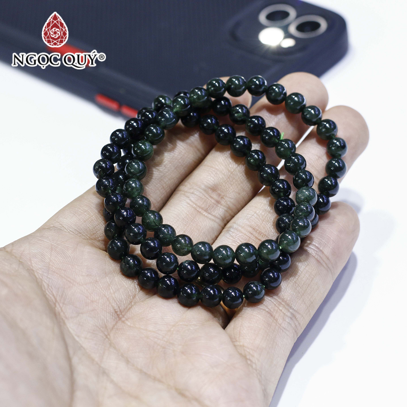 Vòng 3 line thạch anh tóc xanh 5mm mệnh hỏa, mộc - Ngọc Quý Gemstones