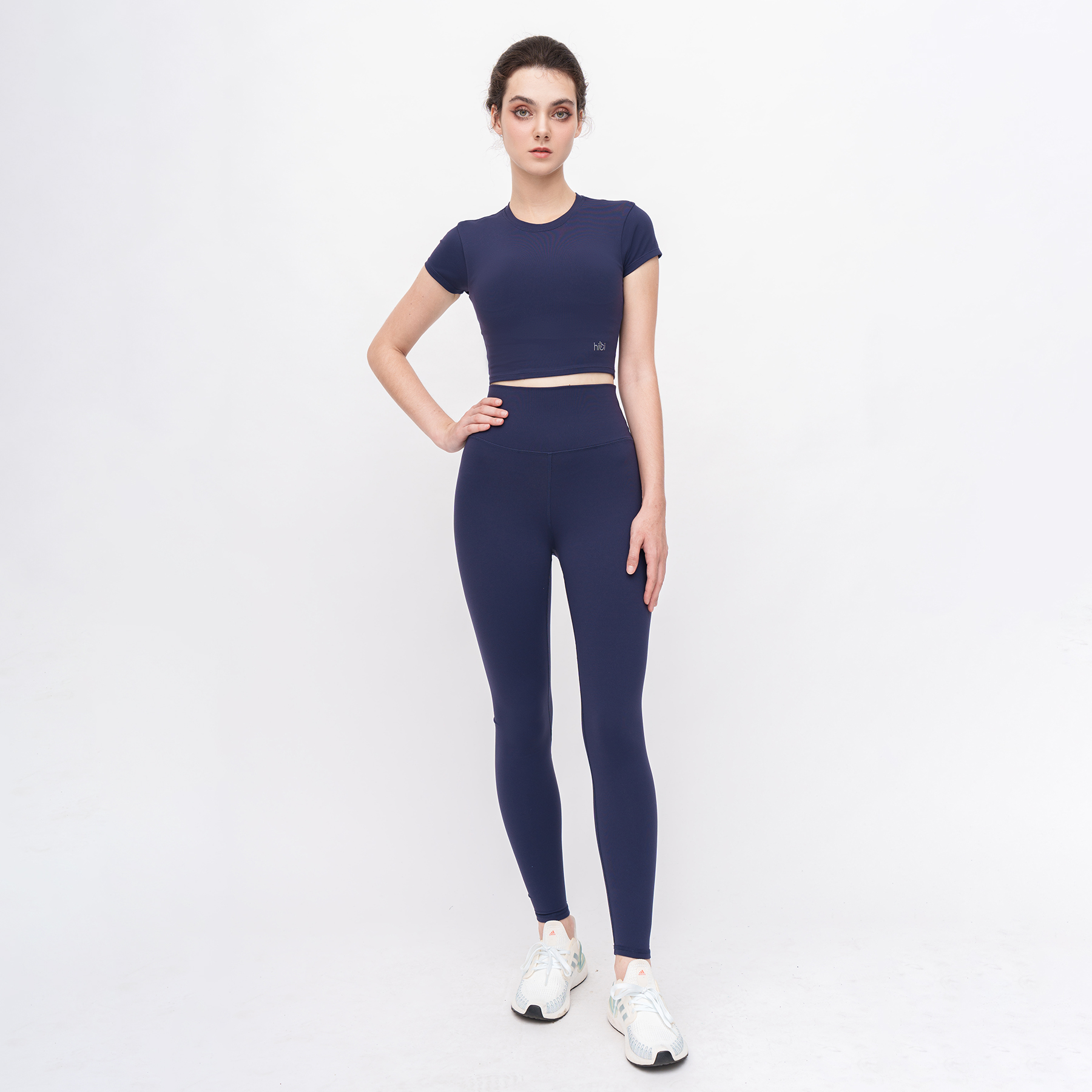 Set Đồ Tập Yoga Gym Hibi Sports H147 Áo Croptop Có Tay Kèm Mút Ngực, Quần Lưng Cao Tôn Dáng, Chất Vải Hi Fabric