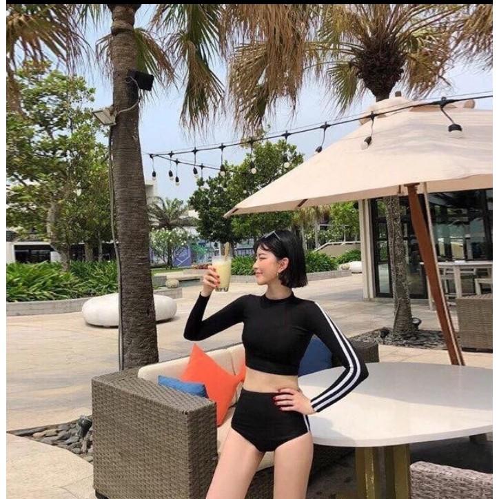 Bikini đồ bơi đi biển hai mảnh thể thao tay dài quần cạp cao che bụng VATIXA BKN50