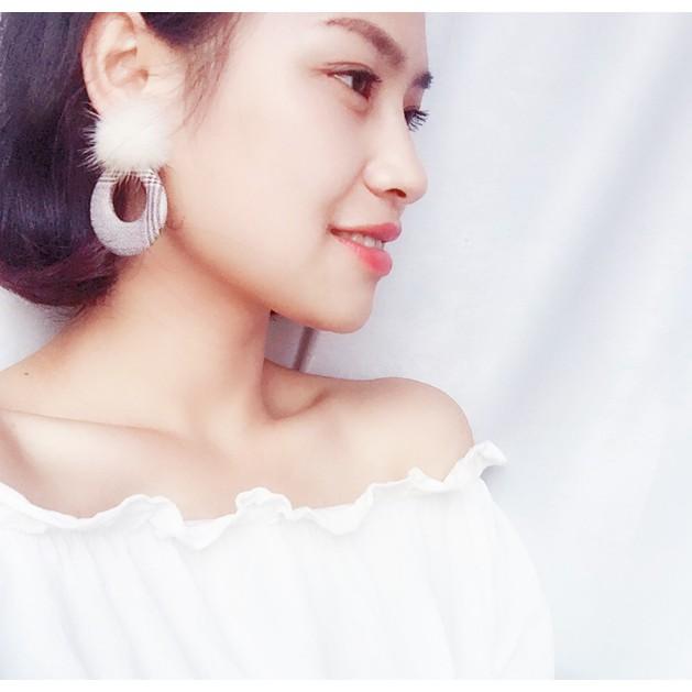 Bông tai KHOEN TRÒN CỤC BÔNG ĐỎ