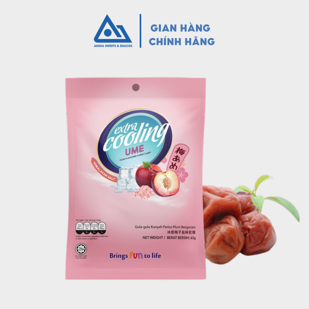 Kẹo mềm trái cây muối Extra Cooling gói 65g, kẹo dẻo Chewy Candy ăn vặt Malaysia nhiều vị An Gia Sweets Snacks