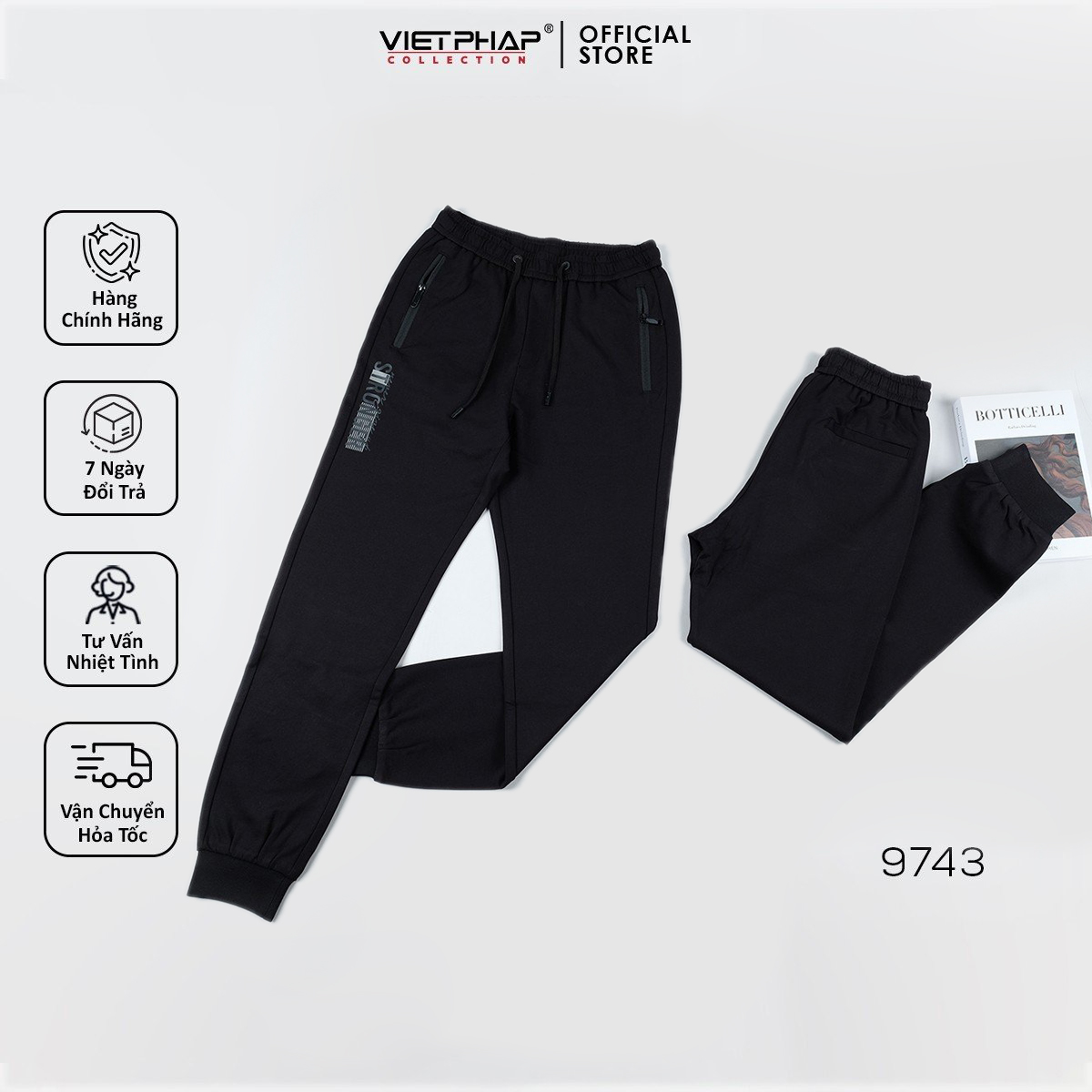 Quần Jogger Thun Cao Cấp VIỆT PHÁP/ Chất liệu cotton co dãn thoải mái sang trọng cạp chun bo 9743