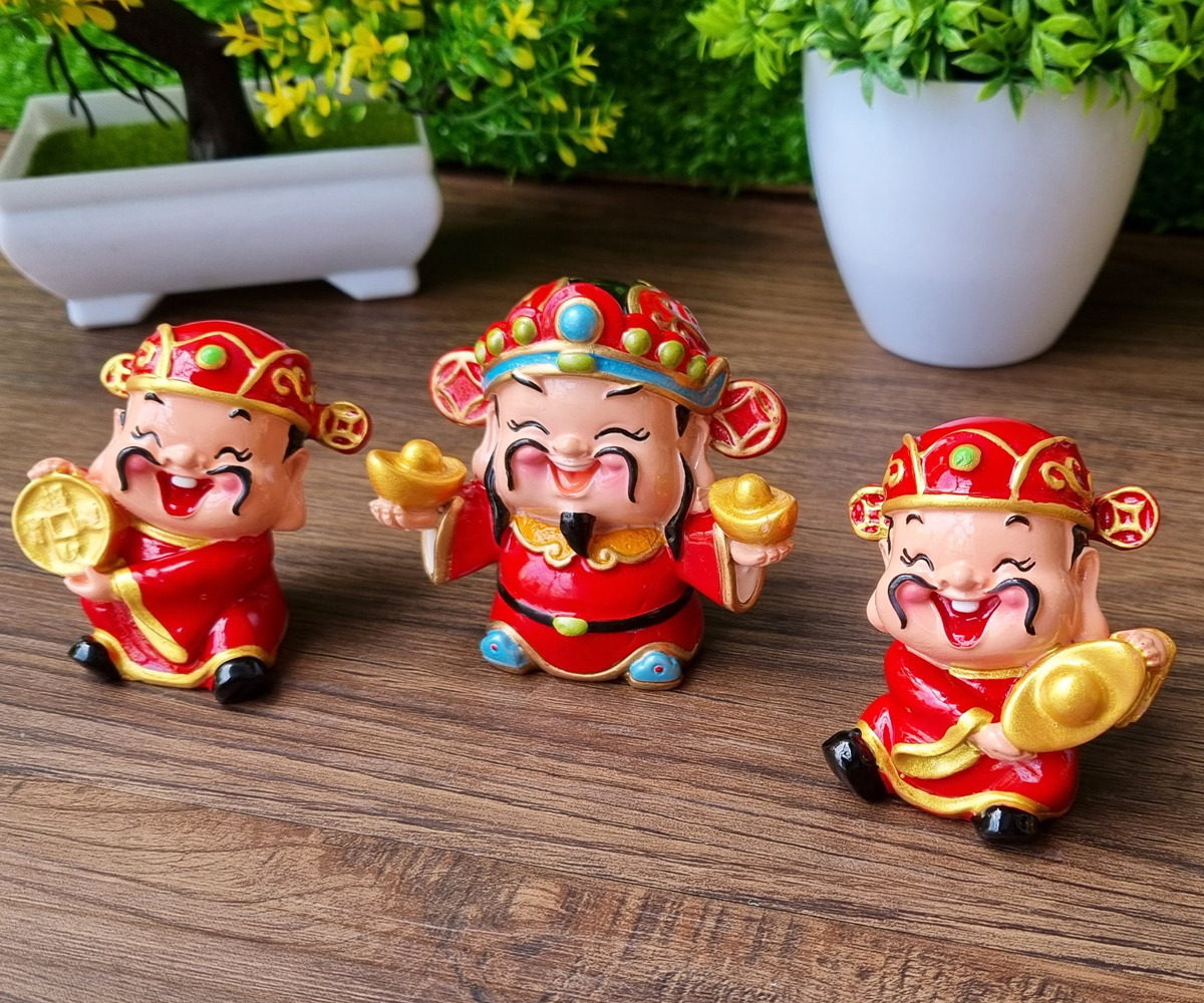 Bộ 03 tượng chibi Thần Tài cao cấp (01 tượng 7cm và 02 tượng 6cm)